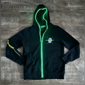 DXRacer  Mens Black Full Zip Hoodie LED Lightning Size medium